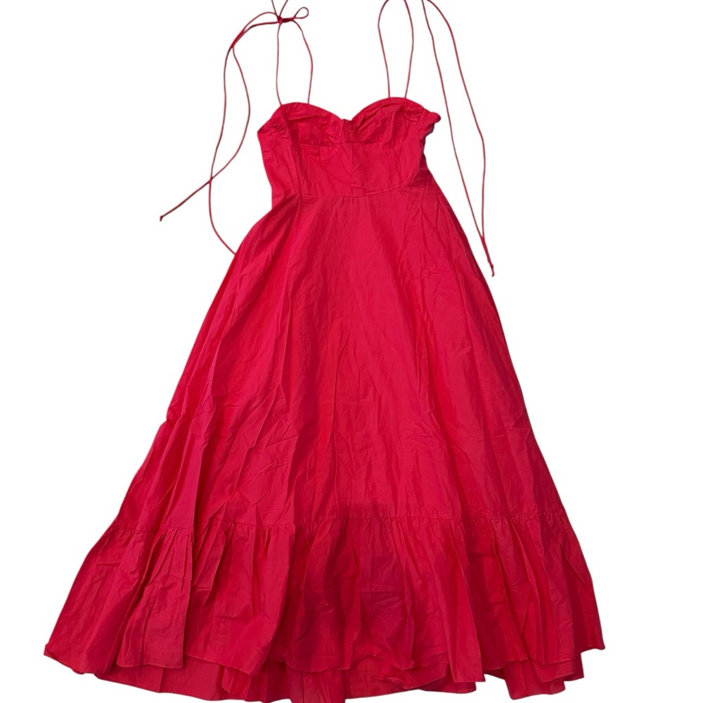 NWT Chic 100% Cotton Red Maxi Dress size Medium - Picture 4 of 7